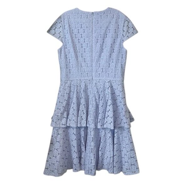 Gal Meets Glam Daisy Lace Tiered Ruffle Cocktail Dress Periwinkle Blue Size 6 - Picture 2 of 7
